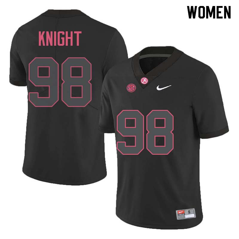 Alabama Crimson Tide Women's Preston Knight #98 Black NCAA Nike Authentic Stitched College Football Jersey IT16Q58TU